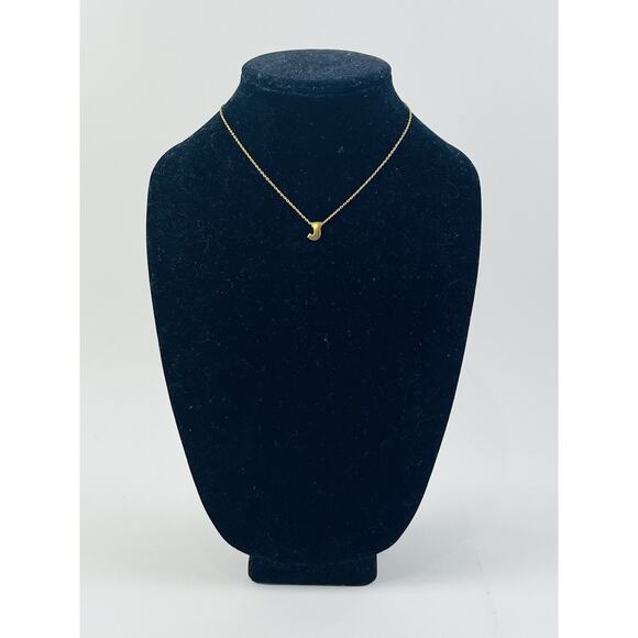 Vintage Trifari Initial J Necklace Gold Tone Letter Pendant Chain 16" Jewelry Na - Picture 3 of 16